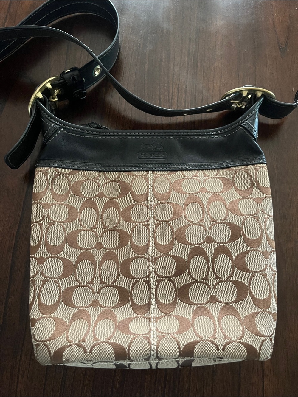 Coach Crossbody in Brown and Black Signature Canvas